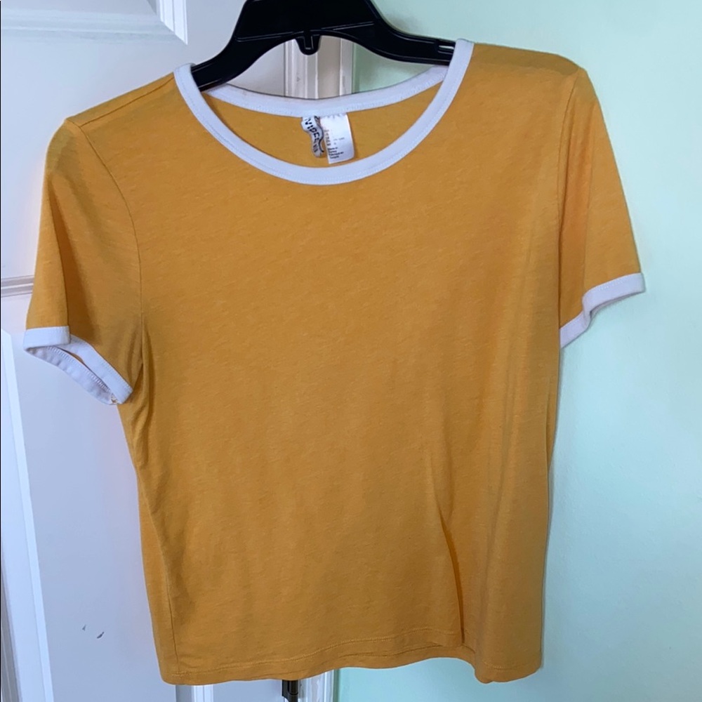 Divided Yellow Orange 80’s White Trim Tee